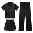 thumbnail image 1 of 3 Pieces Kids Silk Pjs Set Short Sleeve Button Down Sleepwear Soft Girl Pajamas Size 8-9 Years, 1 of 2