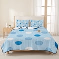 thumbnail image 1 of 3 Pieces King Quilt Set,Blue Polka Dot Watercolor Soft Bedding Sets with 1 Quilt & 2 Pillow Shams,Summer Ocean Style Summer Bedspread Lightweight Coverlet Comforter for All Season, 1 of 6