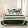 thumbnail image 1 of 3 Pieces King Quilt Set,Forest Green and Beige Stripe Soft Bedding Sets with 1 Quilt & 2 Pillow Shams,Modern Neutral Striped Summer Bedspread Lightweight Coverlet Comforter for All Season, 1 of 9
