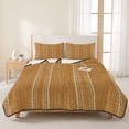 thumbnail image 1 of 3 Pieces King Quilt Set,Orange and White Striped Soft Bedding Sets with 1 Quilt & 2 Pillow Shams,Modern Minimalist Lines Summer Bedspread Lightweight Coverlet Comforter for All Season, 1 of 9