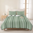 thumbnail image 1 of 3 Pieces King Quilt Set,Sage Green and White Striped Soft Bedding Sets with 1 Quilt & 2 Pillow Shams,Classic Vertical Thin Stripe Summer Bedspread Lightweight Coverlet Comforter for All Season, 1 of 9