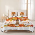 thumbnail image 1 of 3 Pieces King Quilt Set,Thanksgiving Maple Tree Soft Bedding Sets with 1 Quilt & 2 Pillow Shams,Hello Fall Words Pumpkins Summer Bedspread Lightweight Coverlet Comforter for All Season, 1 of 5
