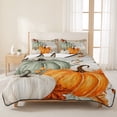 thumbnail image 1 of 3 Pieces King Quilt Set,Thanksgiving Pumpkin Fall Orange Maple Leaf Soft Bedding Sets with 1 Quilt & 2 Pillow Shams,Wood Grain Summer Bedspread Lightweight Coverlet Comforter for All Season, 1 of 8