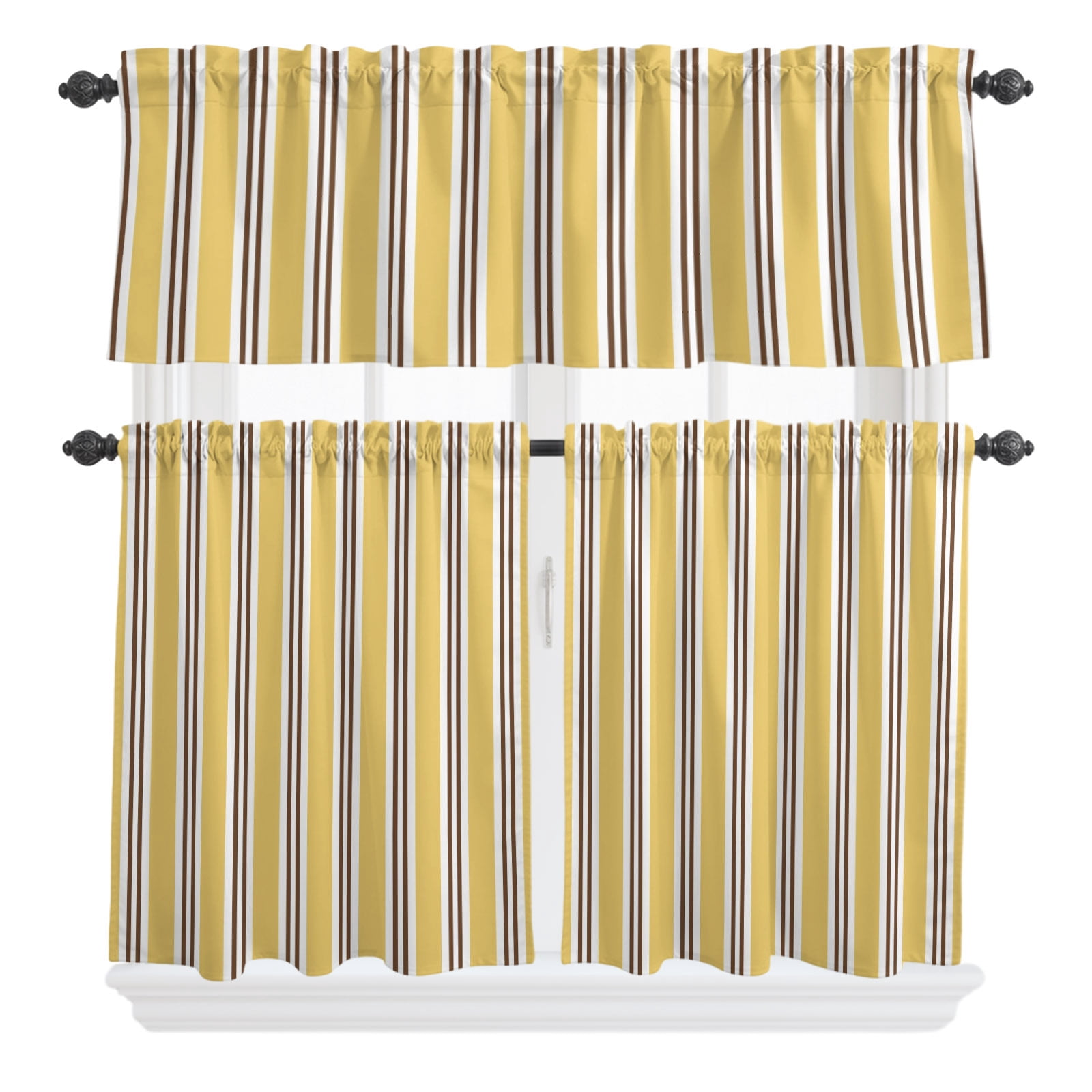 3 Pieces Kitchen Curtains and Valances Set Tier Curtains Yellow ...