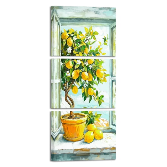 3 Pieces Kitchen Lemon Wall Decor Citrus Fruit Canvas Prints Yellow Lemon Painting Rustic Farmhouse Decor Farmhouse Landspace Still Life for Home Artwork