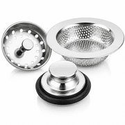 3 Pieces Kitchen Sink Stopper Strainer Garbage Disposal Plug, Stainless Steel Universal Anti-Clogging Kitchen Sink Filter Sieve Basket Strainer, Wide Rim for Kitchen Sink Drain (Silver)