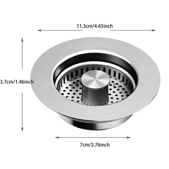 3 Pieces Kitchen Sink Stopper Strainer Garbage Disposal Plug, Stainless Steel Universal Anti-Clogging Kitchen Sink Filter Sieve Basket Strainer, Wide Rim for Kitchen Sink Drain (Silver)