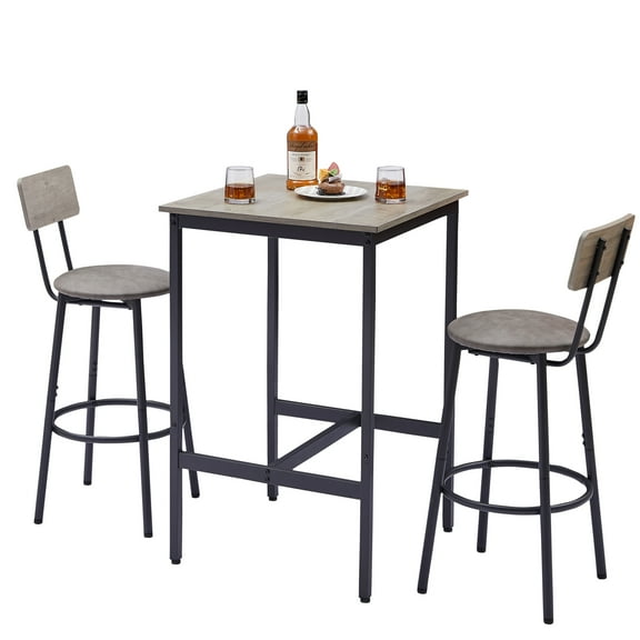 3 Pieces Kitchen Table Set, Bistro Table Set with Two Chairs, 23.6"x 23.6" x 35.43" Countertop Small Dining Table Sets for 2, Counter Height Bar Table for Breakfast Nook, Kitchen, Dining Room, JA1654