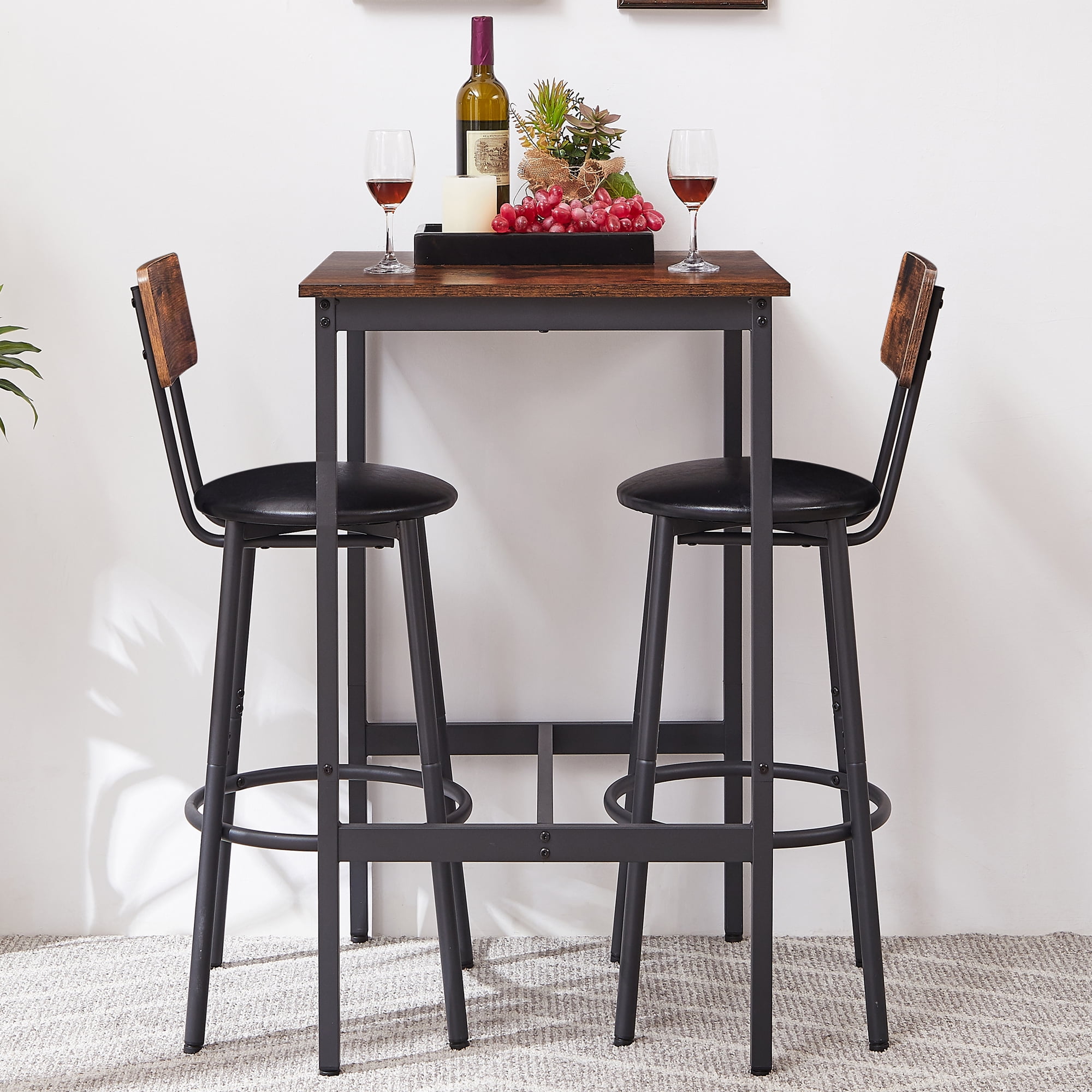 JA1648 3-Piece Kitchen Table Set, Bistro with Two Stools, Counter