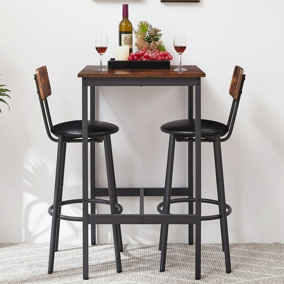 3 Pieces Kitchen Table Set, Bistro Table Set with Two Stools, 35.4 x 23.6 x 29.5" Countertop Small Dining Table Sets for 2, Counter Height Bar Table for Breakfast Nook, Kitchen, Dining Room, JA1648