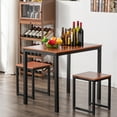 thumbnail image 1 of 3 Pieces Kitchen Table Set, Bistro Table Set with Two Stools, 35.4 x 23.6 x 29.5" Countertop Small Dining Table Sets for 2, Counter Height Bar Table for Breakfast Nook, Kitchen, Dining Room, JA1660, 1 of 9