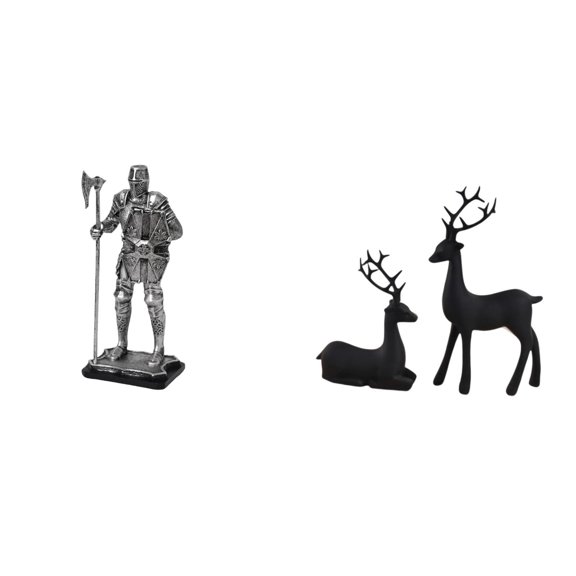 3 Pieces Knight Statue Reindeer Figurine Resin Material Ideal for Home Office Entryway Decoration