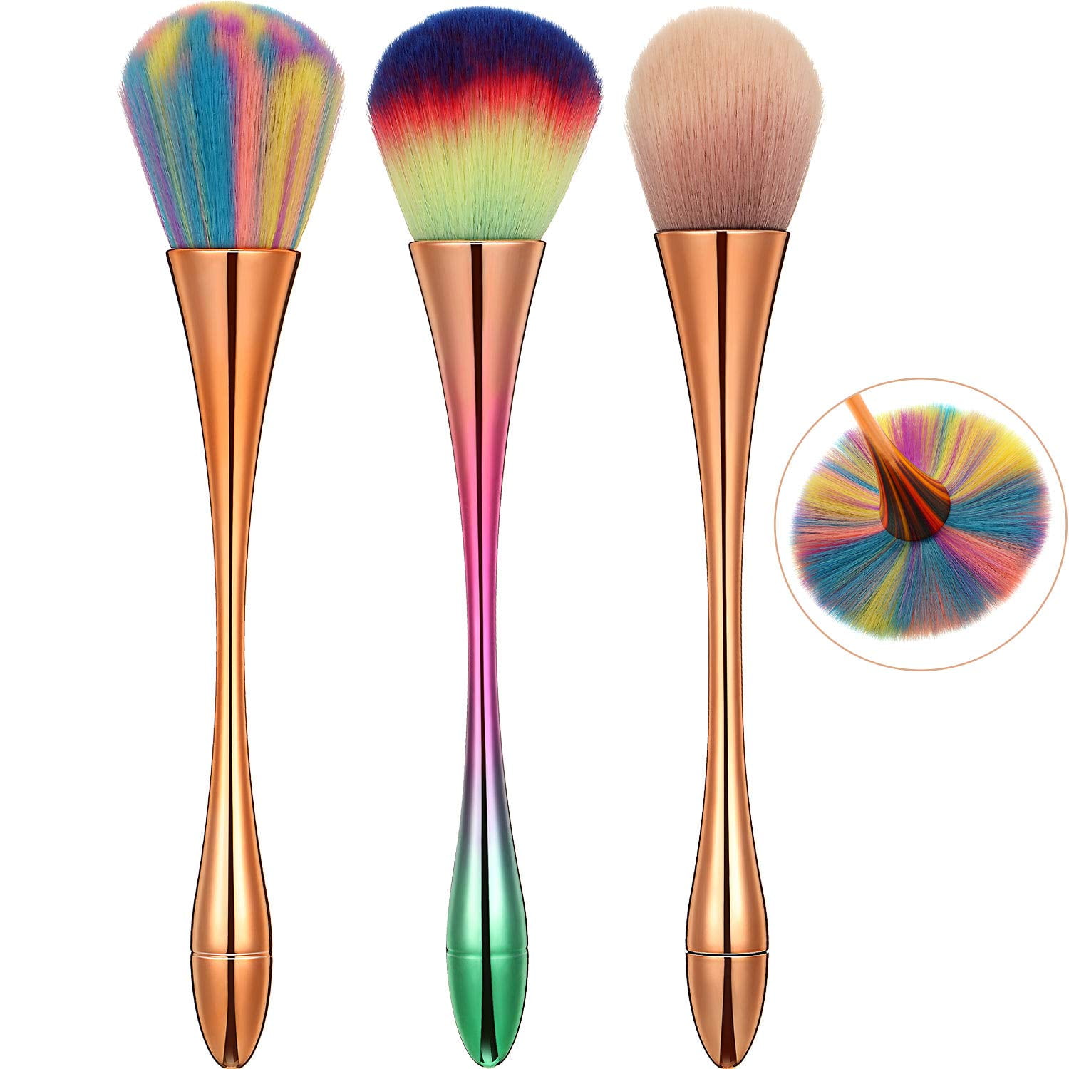 3 Pieces Large Powder Mineral Brushes Nail Art Dust Brush Soft Fluffy