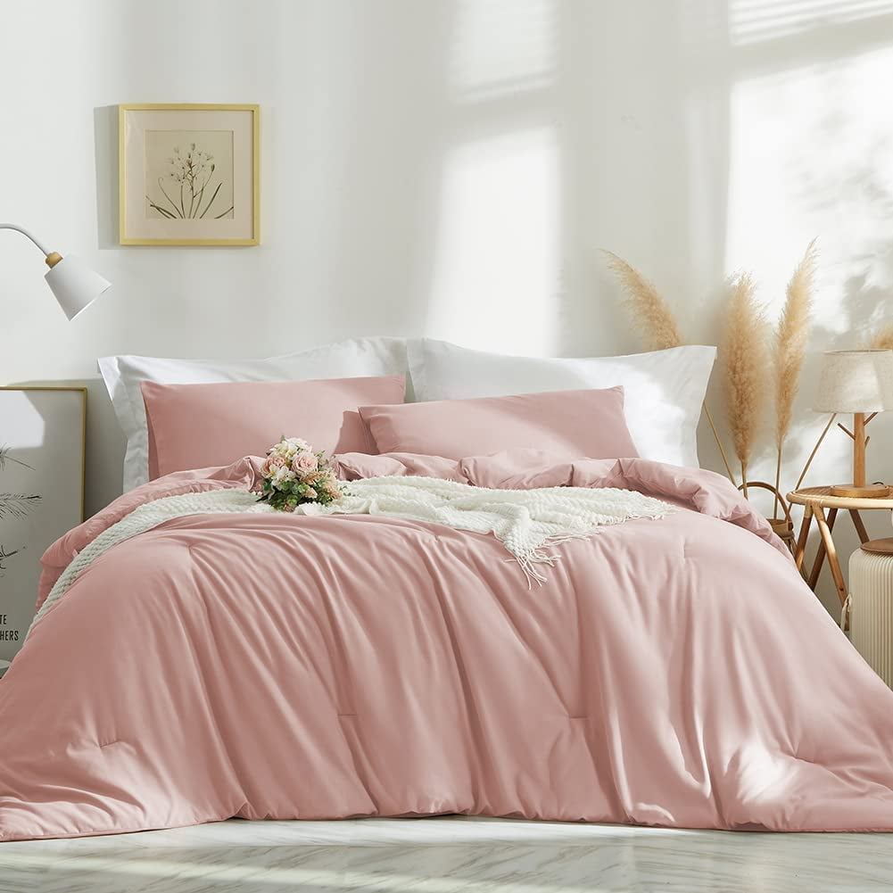 Walmart 3-Piece Queen Size Comforter Set in Light Pink, Soft Microfiber ...