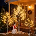 thumbnail image 1 of 3-Pieces Lighted Birch Trees Sets, Segmart Indoor Outdoor Christmas Tree with 650 LED, Stand and Timer, Christmas Porch Decorations Lighted Trees Artificial for Festival, Party,6FT+5FT+4FT, 1 of 8