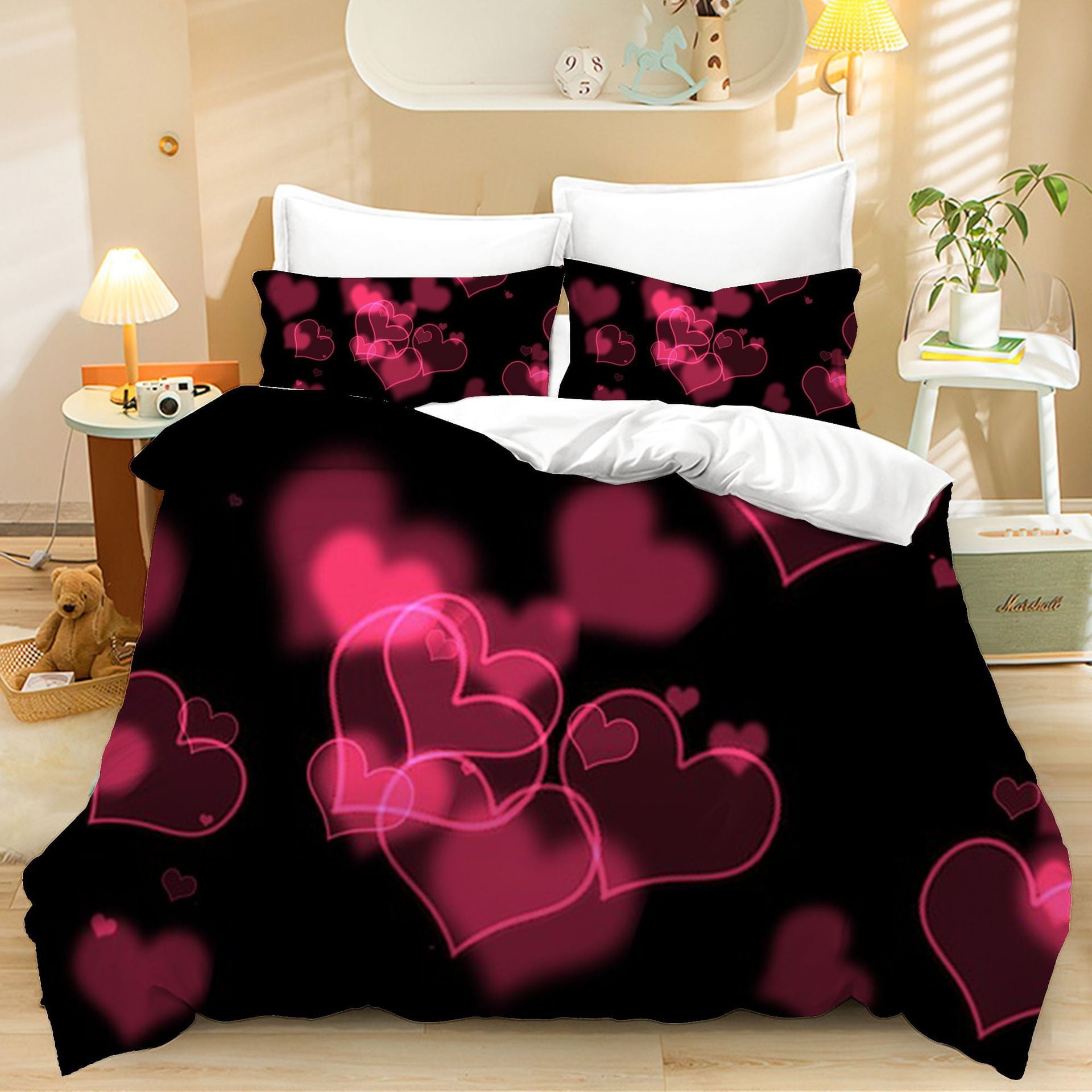 3 Pieces Lightweight Bedding Set Valentine's Day Bedding Full Queen