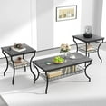 3 Pieces Living Room Sets Coffee and End Tables with Open Storage
