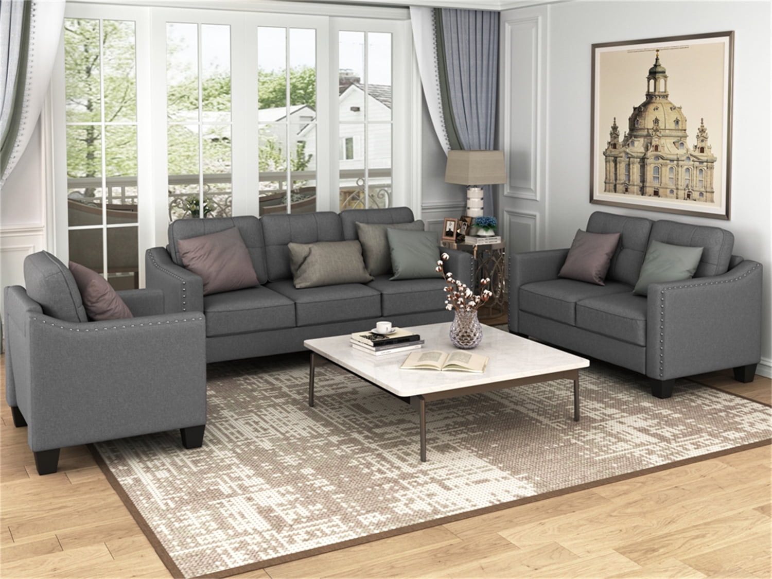 3 Pieces Living Room Sofa Set Modern