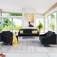 thumbnail image 1 of 3 Pieces Living Room Sofa Set, Modern Velvet Upholstered Sectional Sofa Furniture Set with 3-Seat Sofa, Loveseat and Armchair, 6 Seater Couch Sofa Set for Home Office (1+2+3-Seat), Black, 1 of 7