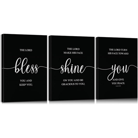 3 Pieces The Lord Bless You and Keep You Bible Verse Inspirational Canvas Wall Art Christian Positive Quotes Wall Decor God Scripture Motivational Poster for Home Bedroom Easy to Hang