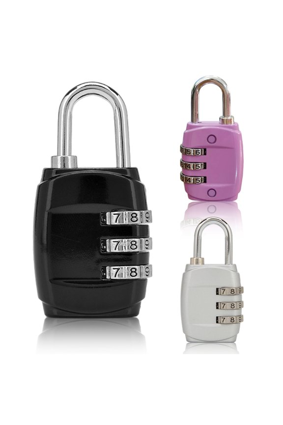 3 Pieces Luggage Locks,Suitcase Locks Padlocks with Keys Mini Keyed Padlocks, Waterproof Travel Lock Code for Suitcase Travel Bag Gym Shed Bike Locks (Black, Silver, Purple)