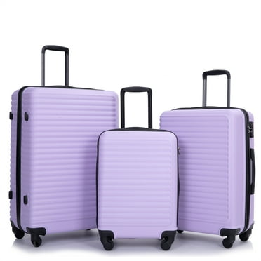 3 Pieces Luggage Sets, Expandable ABS Hardshell Clearance Luggage, Hardside Lightweight Suitcase Sets with Two Hooks, Spinner Wheels and TSA Lock, 20in/24in/28in Travel Suitcase, Lavender Purple