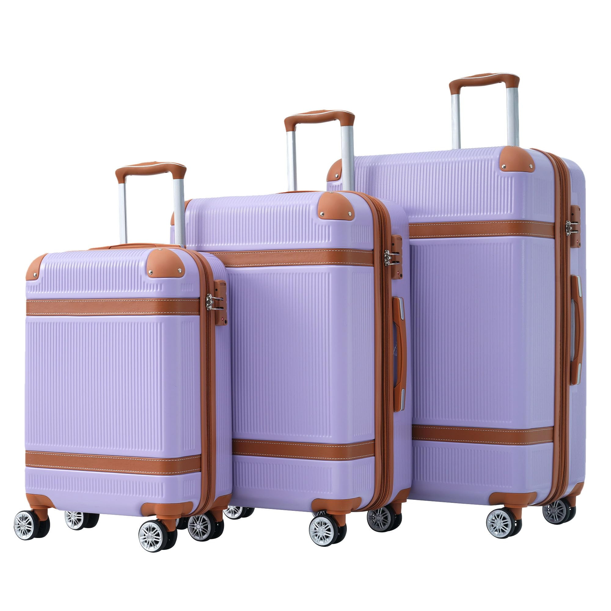 3 Pieces Luggage Sets Travel Suitcase with 8 Spinner Wheels TSA