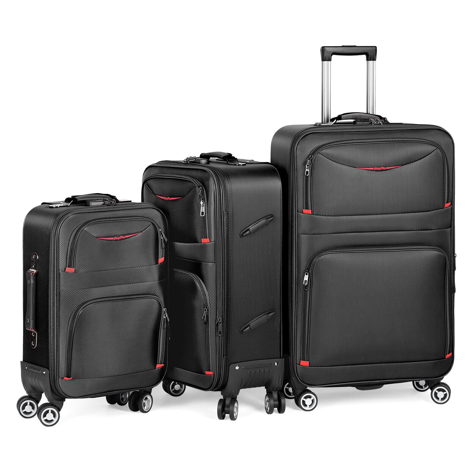 3 Pieces Luggage Softside Expandable Lightweight Durable Suitcase