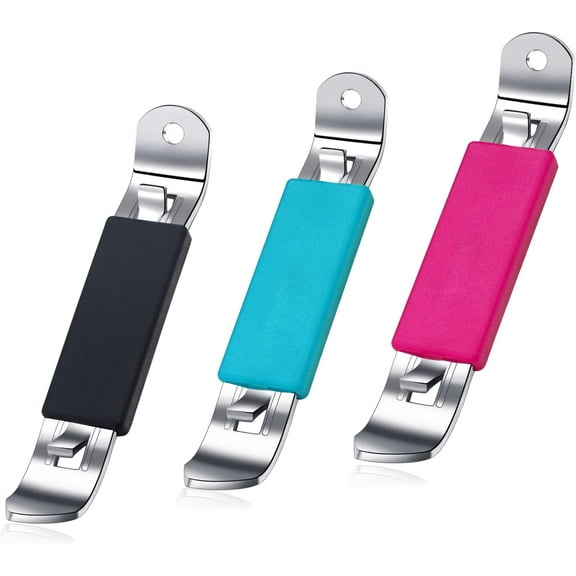 3 Pieces Magnetic Bottle Openers Can Opener Classic Beer Opener Stainless Steel Small Bottle Opener Can Tapper with Magnet for Camping and Traveling (Black Blue Fuchsia)