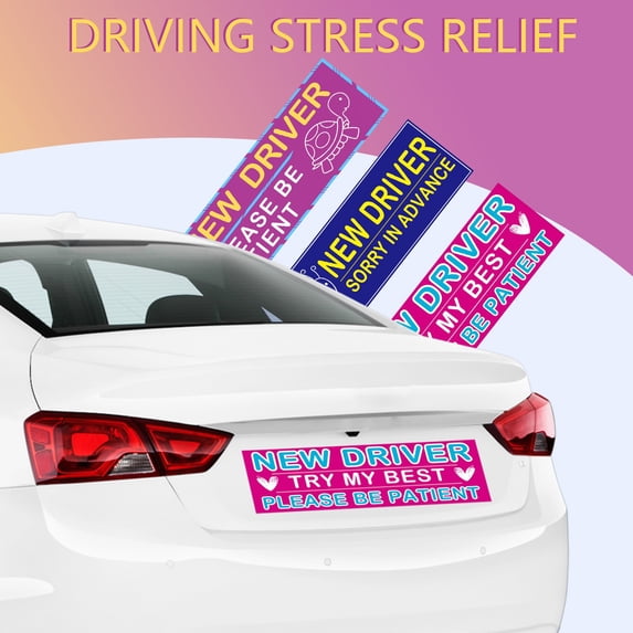3 Pieces Magnetic Car Stickers, Student Driver Safety Sign, Reflective For Day/Night (Normal)
