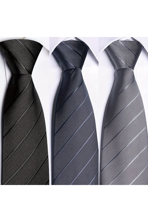 3 Pieces Men's 1200 Thread Solid Color Polyester Zipper Stripe Tie Set, Classic Retro Business Style Ties Suitable for Work, Interviews, Banquets, etc., Ideal Gift for Male Friends