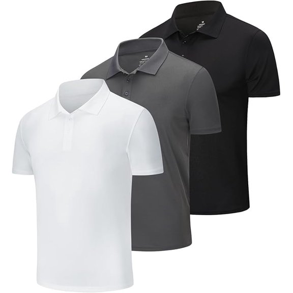 3 Pieces Men's Polo Shirt Short Sleeve Tennis Golf Sports T-Shirt Quick Dry Breathable
