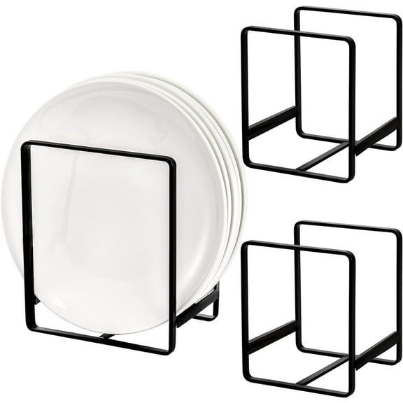 3 Pieces Metal Dish Organizer, Plate Organizer for Cabinet, Kitchen Storage Cabinet Organizer for Plates, Pots and Pans (2 Sizes)