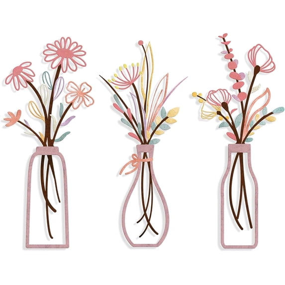 Pigort Farmhouse Metal Flowers Wall Sculptures 3 Count