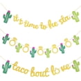 thumbnail image 1 of WSNIJFU 3 Pieces Mexican Fiesta Glitter Banner Taco Bout Love It's Time to Fiesta Cactus Pattern Garland Flag for Baby Shower Bridal Wedding Engagement Party Decorations, 1 of 7