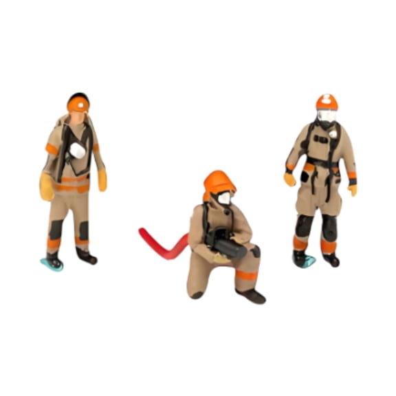 3 Pieces Mini Firefighter Figure Hand Painted Realistic ABS Material for Diorama Displays Scene Photography Model