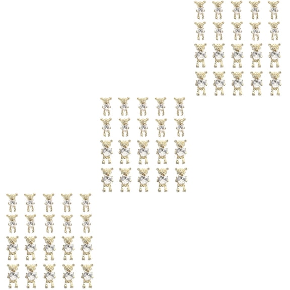 3 Pieces Mini Skull Scatter Decor 3d Bear Nail Accessories Rhinestone