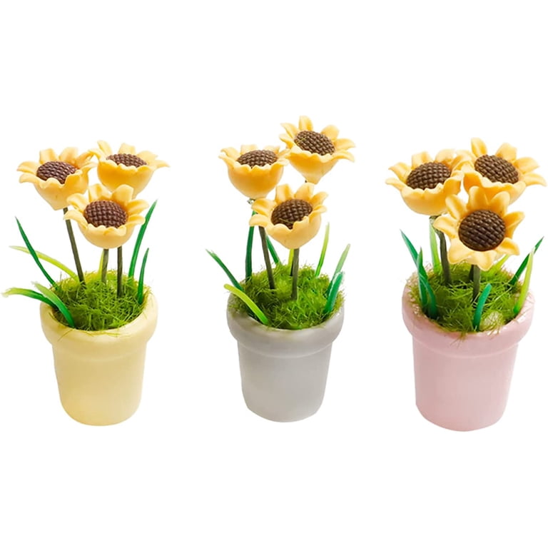 3 Pieces Miniature Sunflower Bonsai Mini Sunflower Flower Pot Artificial  Sunflower Potted Plants for Moss Landscape Mini House Garden Decoration -  Walmart.com