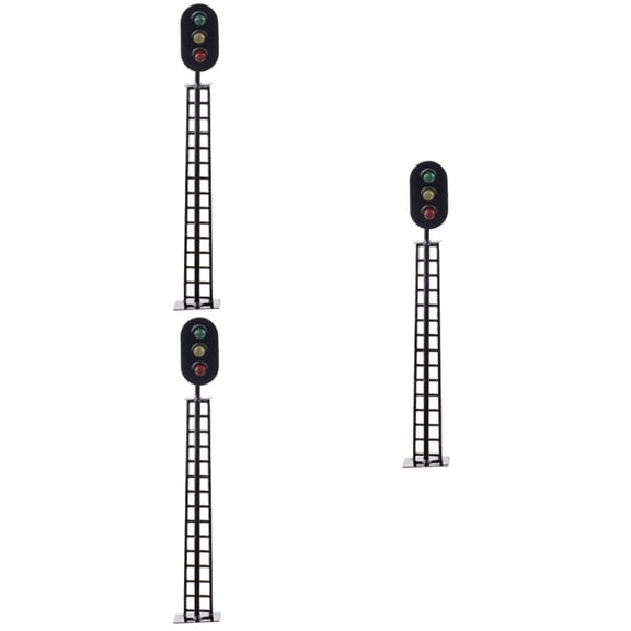 MERRYHAPY 3-Pack Yellow Cylindrical Railroad Signal Lights Miniature Metal and ABS Model for Realistic Home and Office Decor