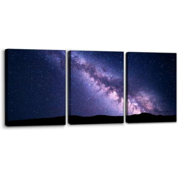 3 Pieces Modern Abstract Texture Artwork Canvas Prints Abstract Purple Paint Background Pictures Paintings on Canvas Wall Art for Home Decoration Wall Decor Stretch Framed Ready to Hang - 12"x16"x3