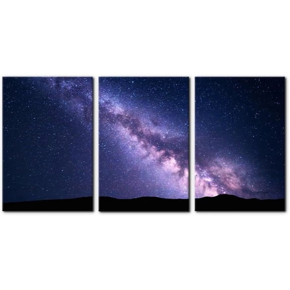 3 Pieces Modern Abstract Texture Artwork Canvas Prints Abstract Purple Paint Background Pictures Paintings on Canvas Wall Art for Home Decoration Wall Decor Stretch Framed Ready to Hang - 12"x16"x3