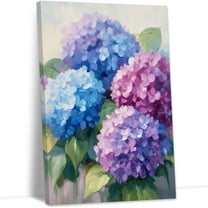 JANS.NO1 Blue Hydrangea Wall Decor Flowers Canvas Wall Art Rustic Floral Pictures Painting for Bathroom Bedroom Decor