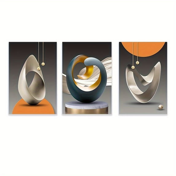 Visual Reference: 3 Pieces Modern Geometric Wall Art Abstract Canvas Prints For