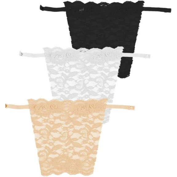 3 Pieces Modesty Panels for Low Cut Tops, cleavage cover up for dresses, Lady Lace Clip-On Mock Camisole Bra Insert Overlay Modesty Panel Vest, Lady Lace Anti Peep Invisible Bra Vest
