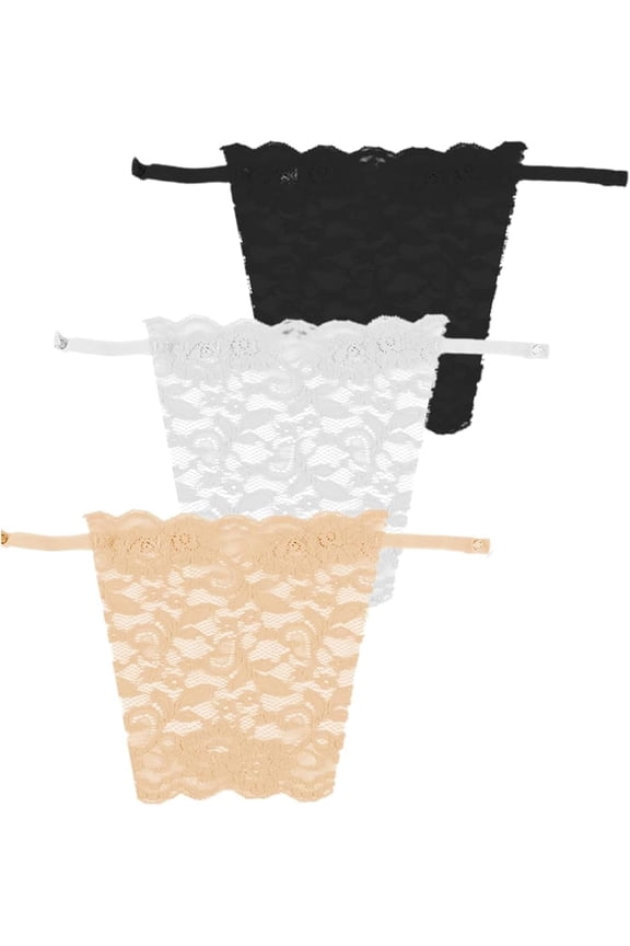 3 Pieces Modesty Panels for Low Cut Tops, cleavage cover up for dresses, Lady Lace Clip-On Mock Camisole Bra Insert Overlay Modesty Panel Vest, Lady Lace Anti Peep Invisible Bra Vest