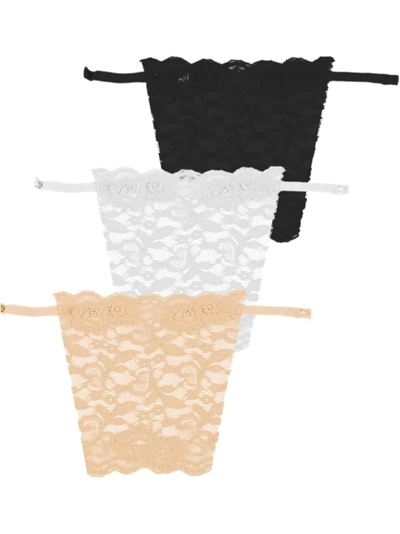 3 Pieces Modesty Panels for Low Cut Tops, cleavage cover up for dresses, Lady Lace Clip-On Mock Camisole Bra Insert Overlay Modesty Panel Vest, Lady Lace Anti Peep Invisible Bra Vest