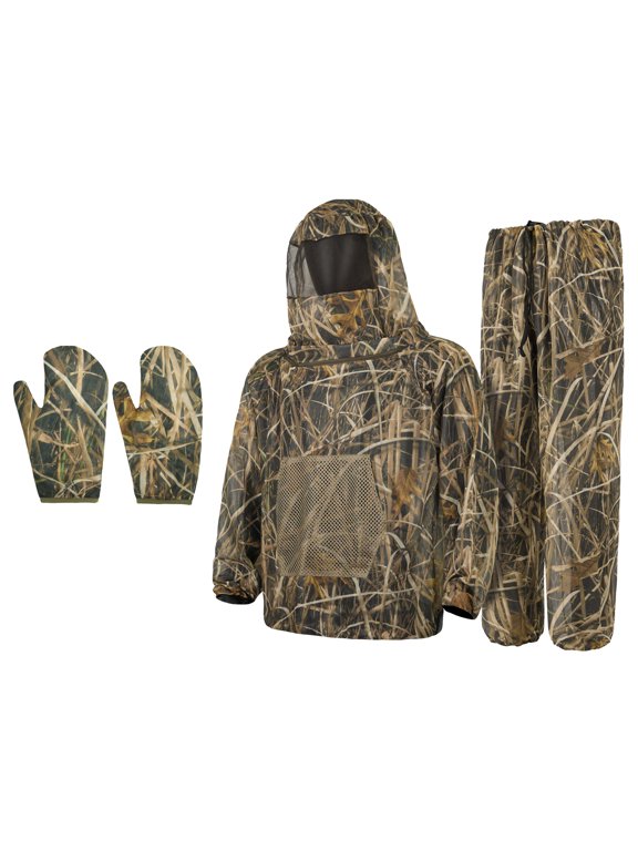3 Pcs Mosquito Suits, Mesh Net Bug Hooded Jacket Pant for Men Women, Outdoor Full Body Protection Mosquito Proof Clothing