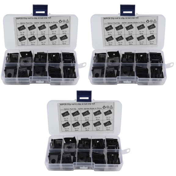 3 Pieces Motorcycle U Nut Spire Clip Spline Rivet Screw Base Black