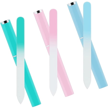 3 Pieces Nail File Glass Nail File, Glass Nail File with Case, Multicolor Nail File, Double-Sided Nail Files for Natural Nails Manicure Tools