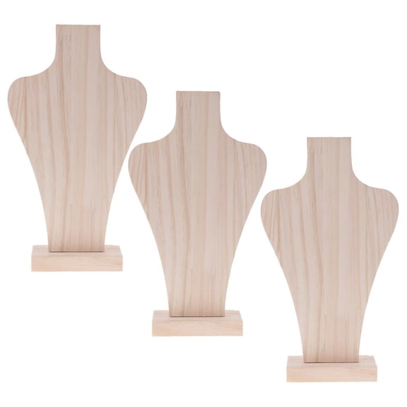 3 Pieces Natural Wood Necklace Display Holder Jewelry Organizer Stand Hanging Rack Multipurpose Show Shelf, Home Decoration